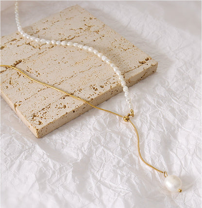 Adjustable Tassel Pearl Asymmetric Pendant Necklace