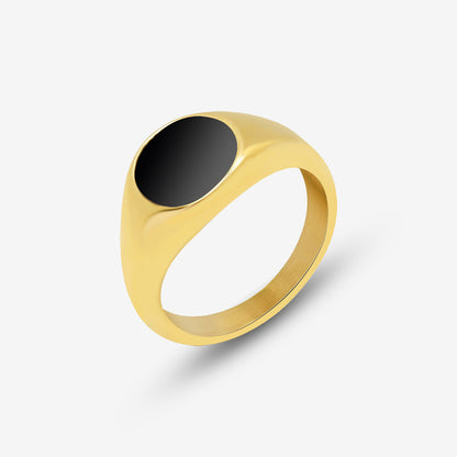 Signet Style Black Oval Ring