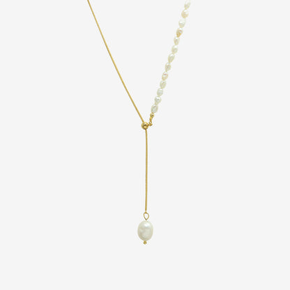Adjustable Tassel Pearl Asymmetric Pendant Necklace