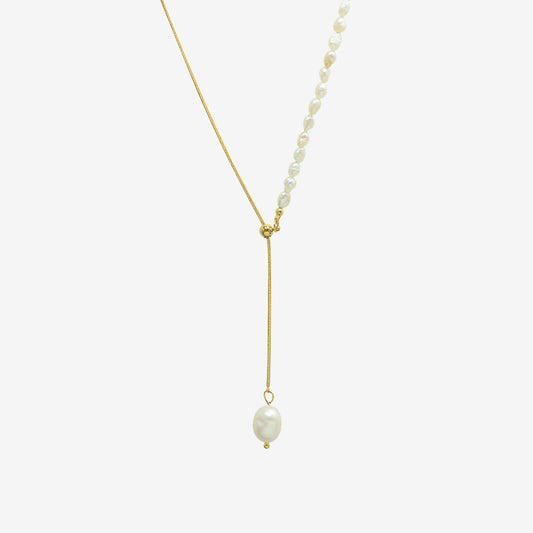 Adjustable Tassel Pearl Asymmetric Pendant Necklace