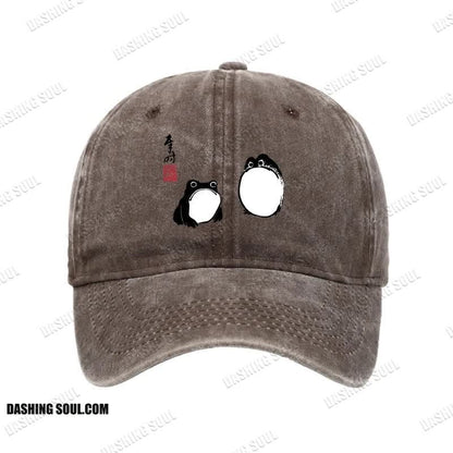 Unisex 100% Cotton Matsumoto Hoji Frogs Japan Vintage Print Cap