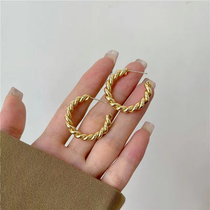 Vintage Style Twisting Texture Hoops